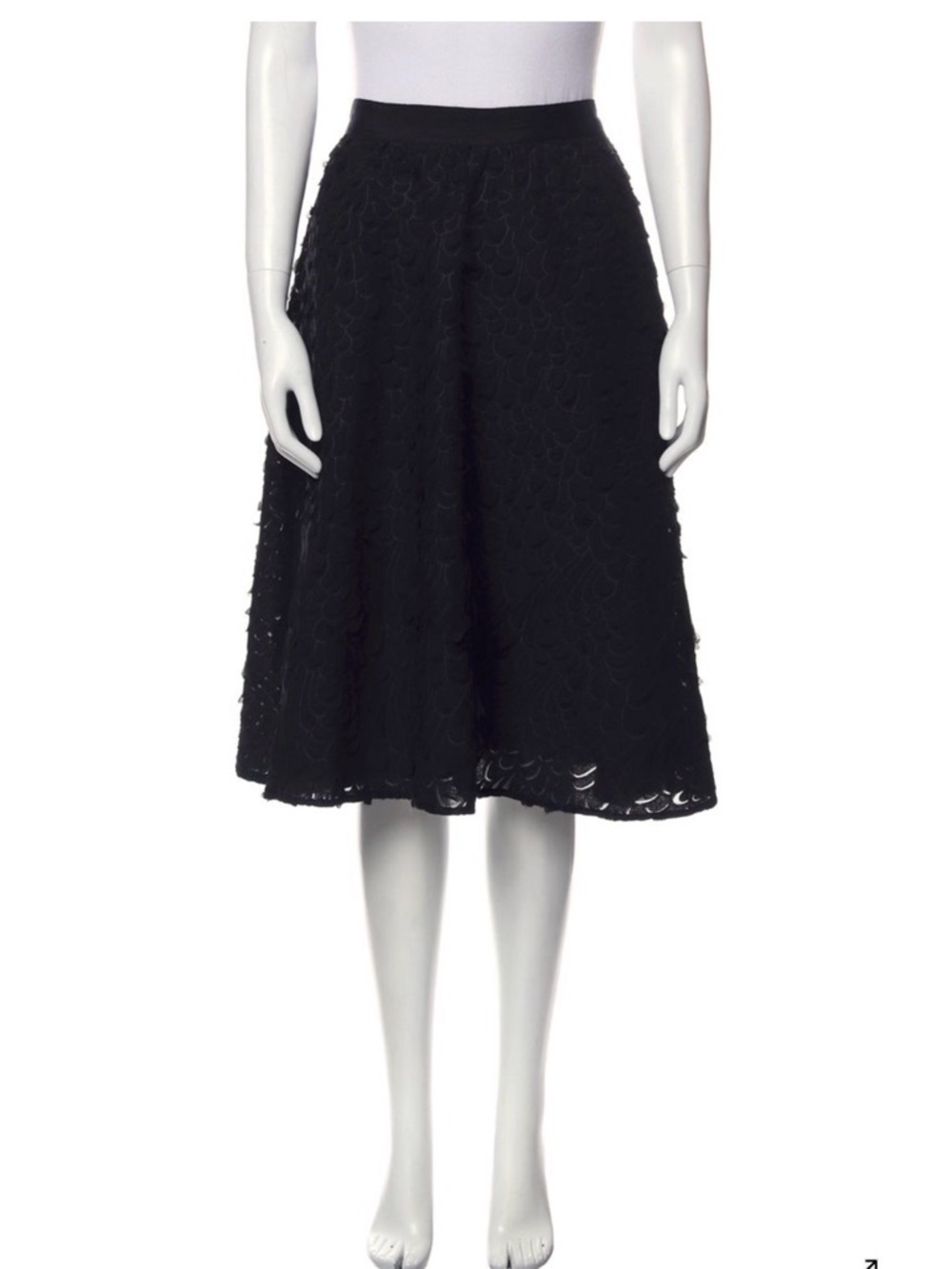 Catherine Malandrino Textured Black Lace Midi Skirt